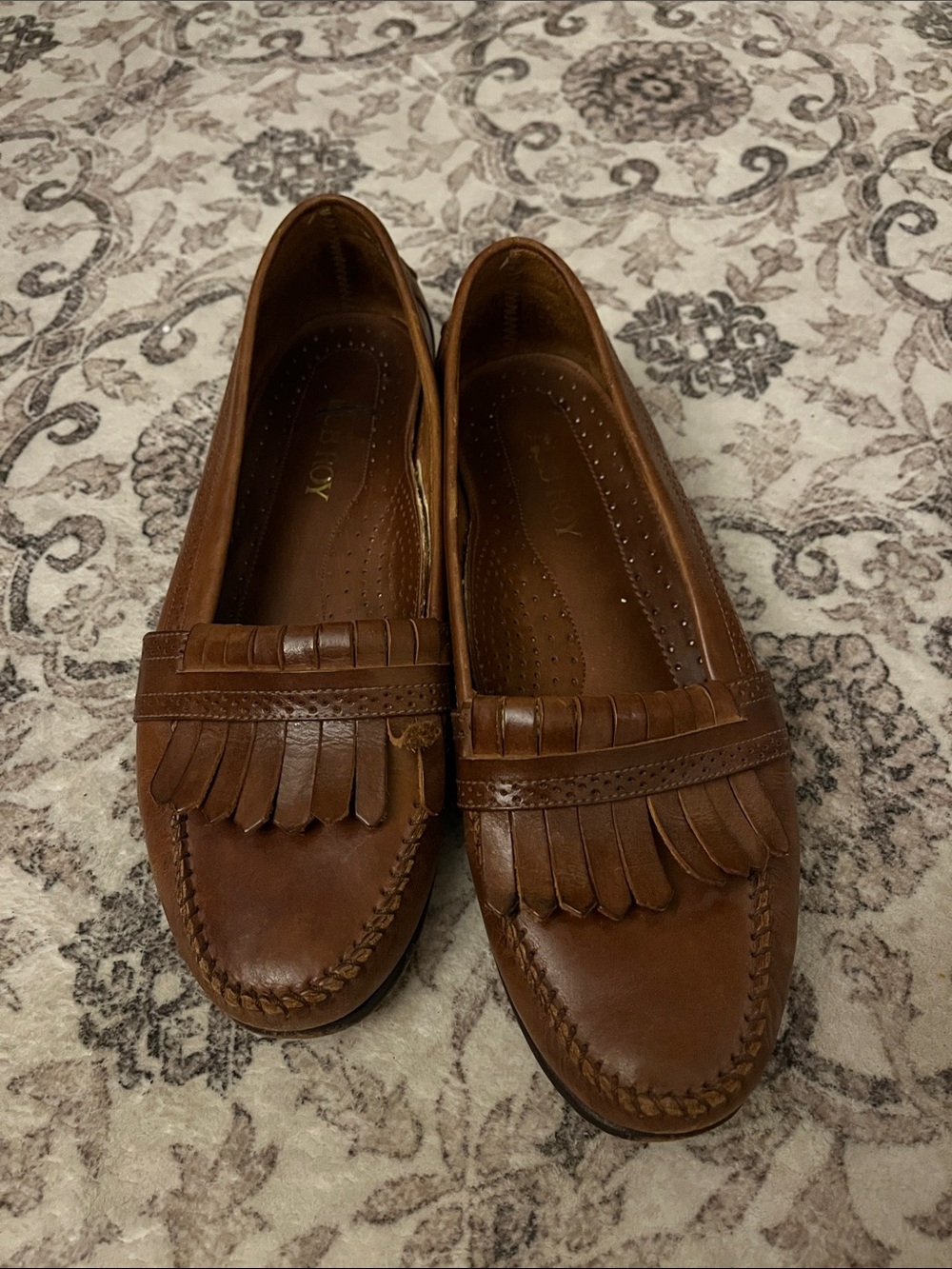 Fringed Leather Kiltie Loafers in Brown